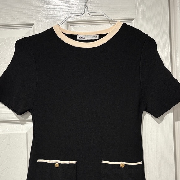 Zara Black Dress with Cream Details - Picture 3 of 4